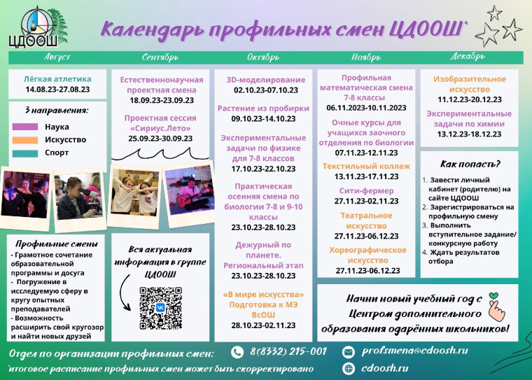 Городские профильные смены от ЦДООШ.